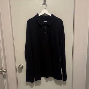 All Saints Midnight Black Polo Shirt